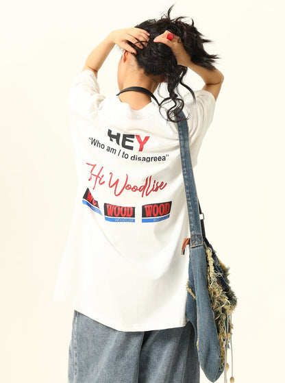 Amerikanisches Nischen-T-Shirt mit Buchstabenaufdruck