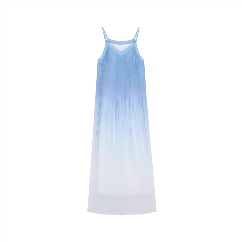 Gradient Print V-Neck Slip Dress