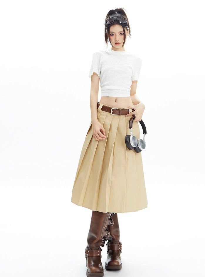 American Pleated A-line Half Skirt