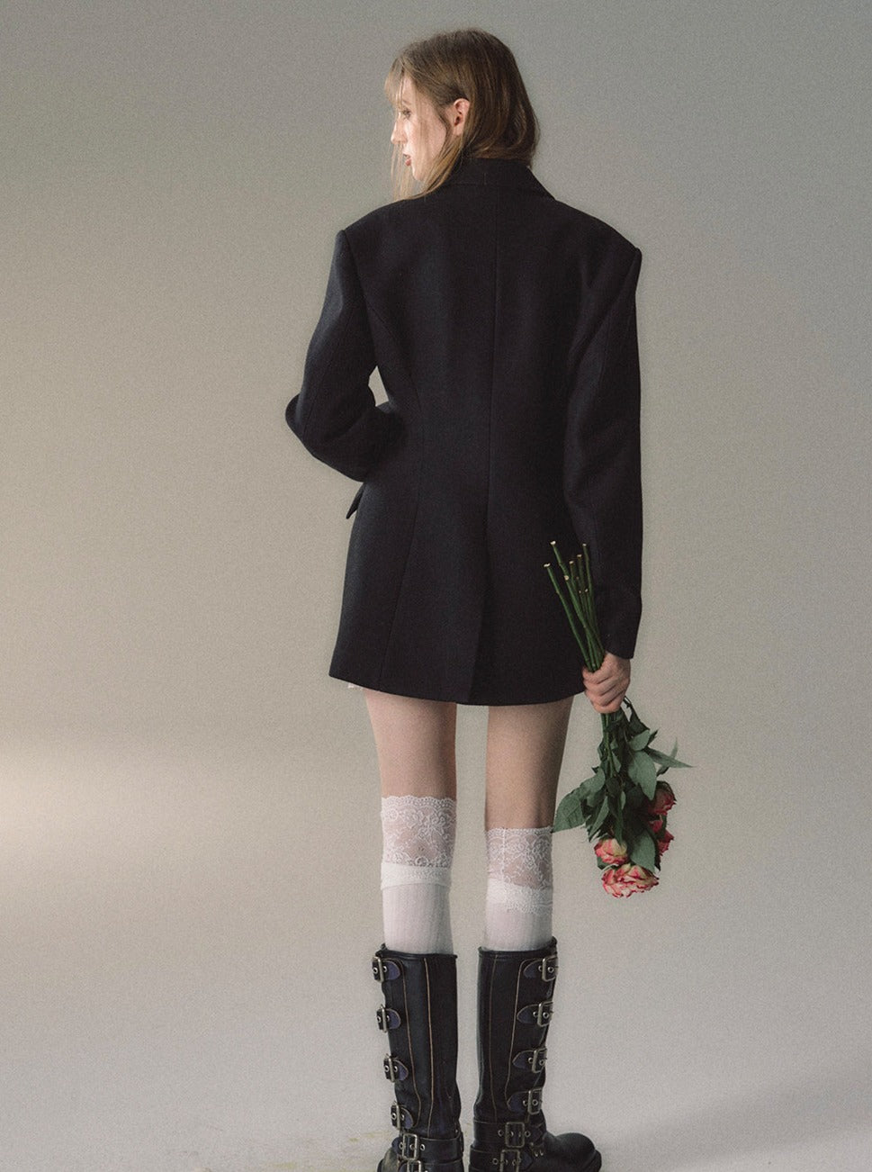 Rose collar woolen coat