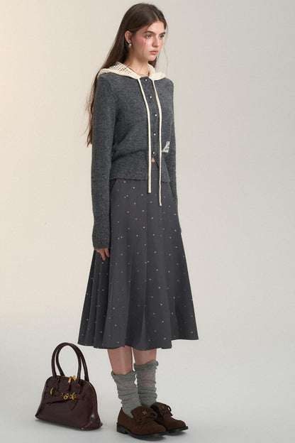 Cut-Out Hooded Knit Cardigan