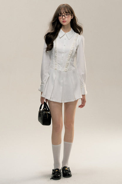 College Pleated Shirt Dress