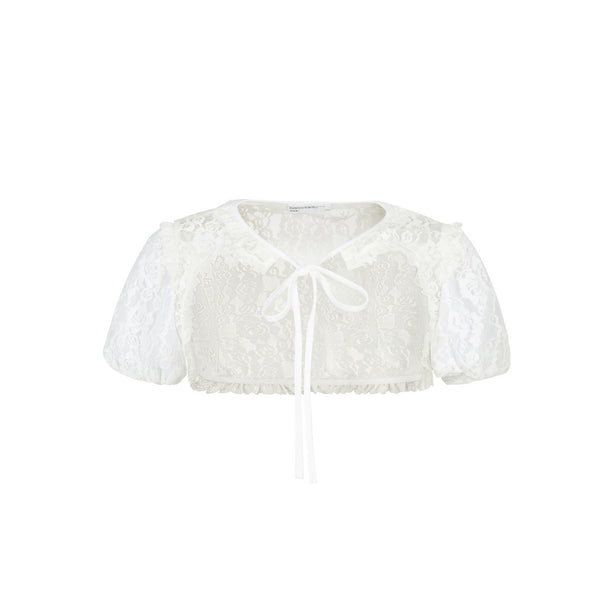 Lace Blouse French Retro Bud Sleeve Set