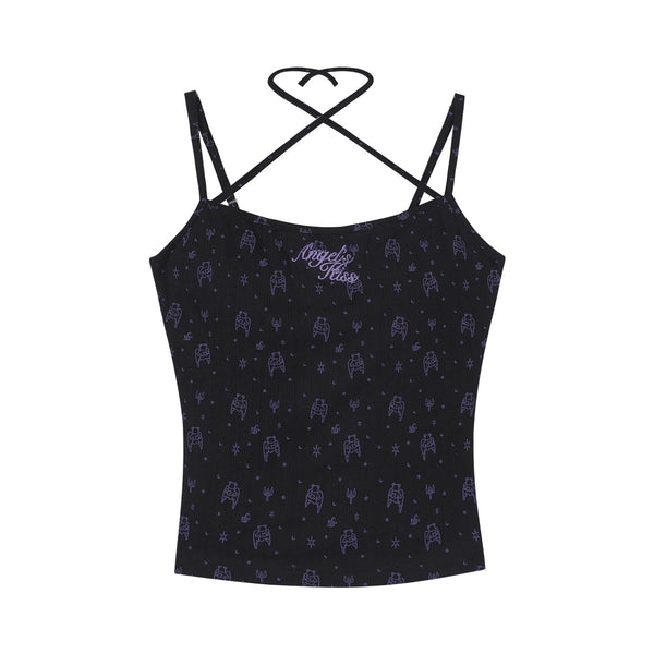 Angel Bear Print Camisole Cardigan Set-Up