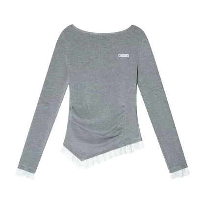 Spitzen-Patchwork-Taillierte Bluse