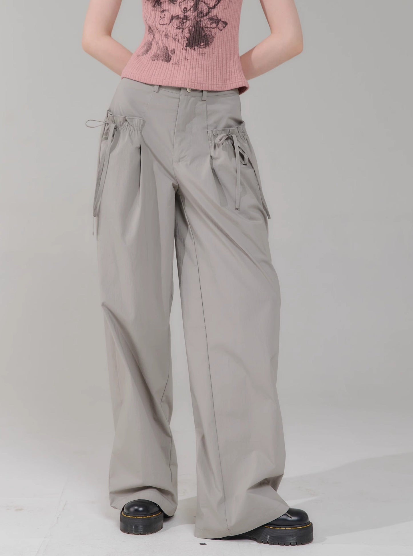 Retro High Waist Gray Pants