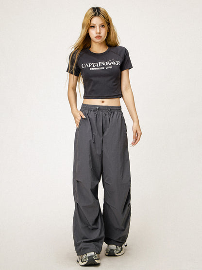 Retro Skinny Bedrucktes Cropped T-Shirt