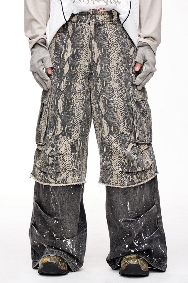 스플래시 잉크 패널 카고 팬츠 