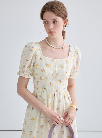 Square Neck Embroidered Dress