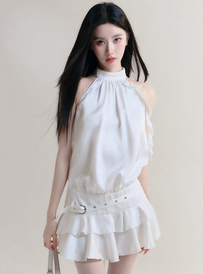 [SNH48 same style] fragile store - moonlight gravel hochwertiges satin off-the-shoulder halterneck slim dress