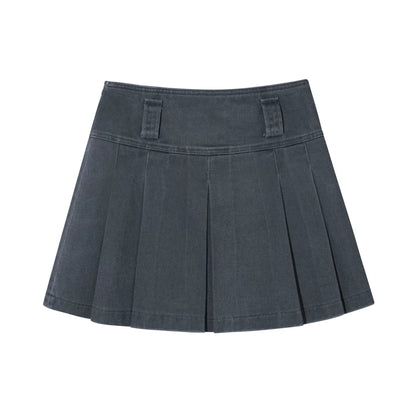 Retro Washed Denim Skirt