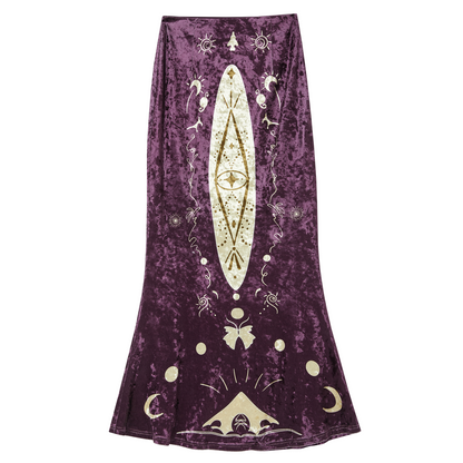 Hand-Painted Velvet Fishtail Skirt