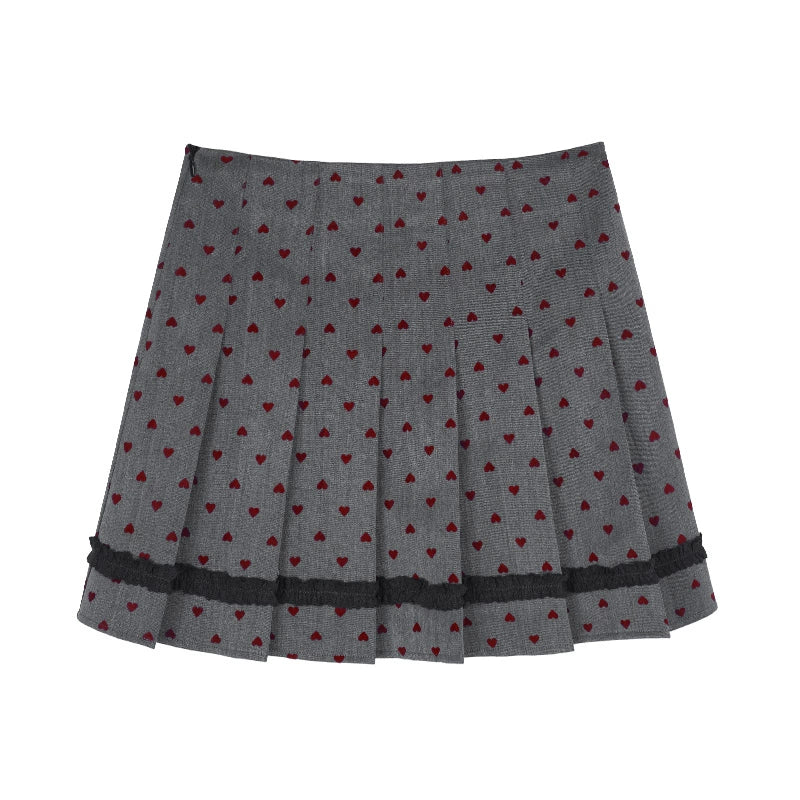 Red Flocked Sweetheart Skirt