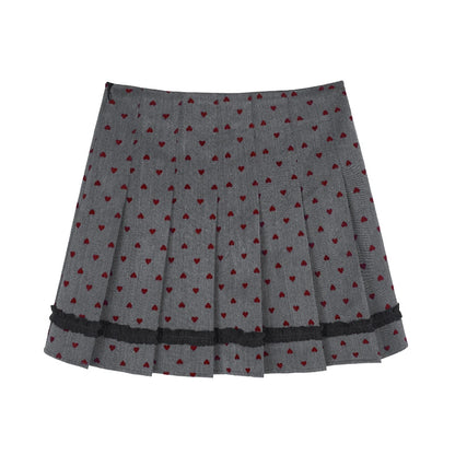Red Flocked Sweetheart Skirt
