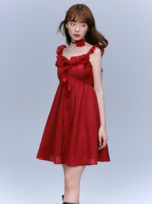Rose Streamer Fly Sleeve Dress