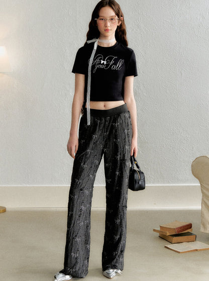 Retro Style Bow Casual Pants