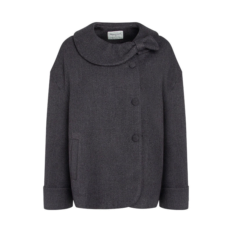 Round Lapel Woolen Coat