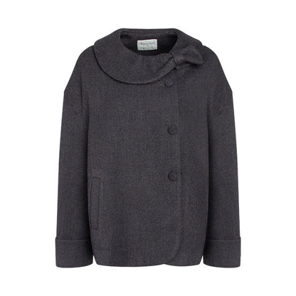 Round Lapel Woolen Coat