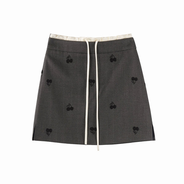 Drawstring Lace Midi Skirt