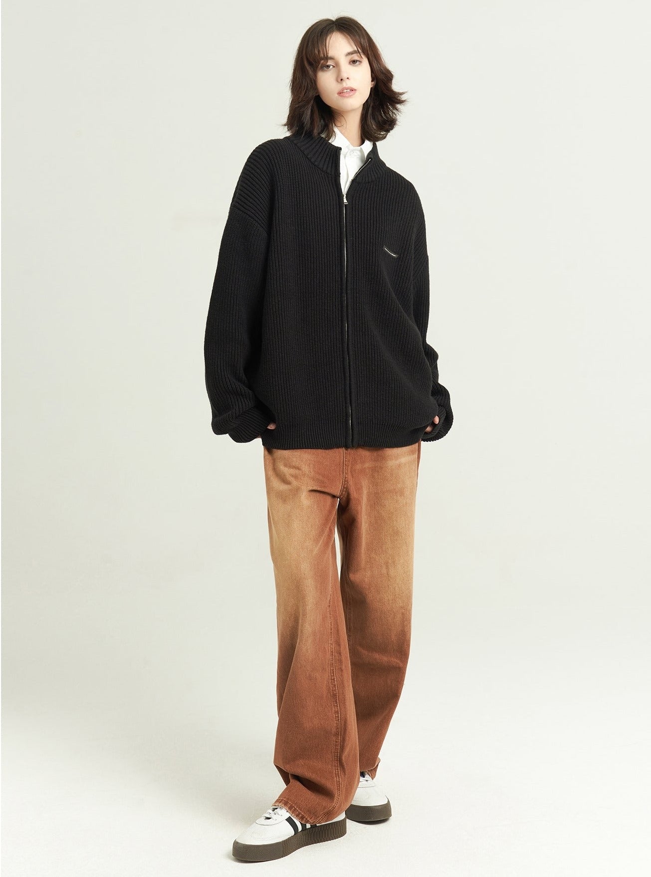 Tide plain basic stand-up collar sweater