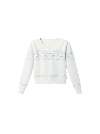 Fragile V-Neck Snow Top