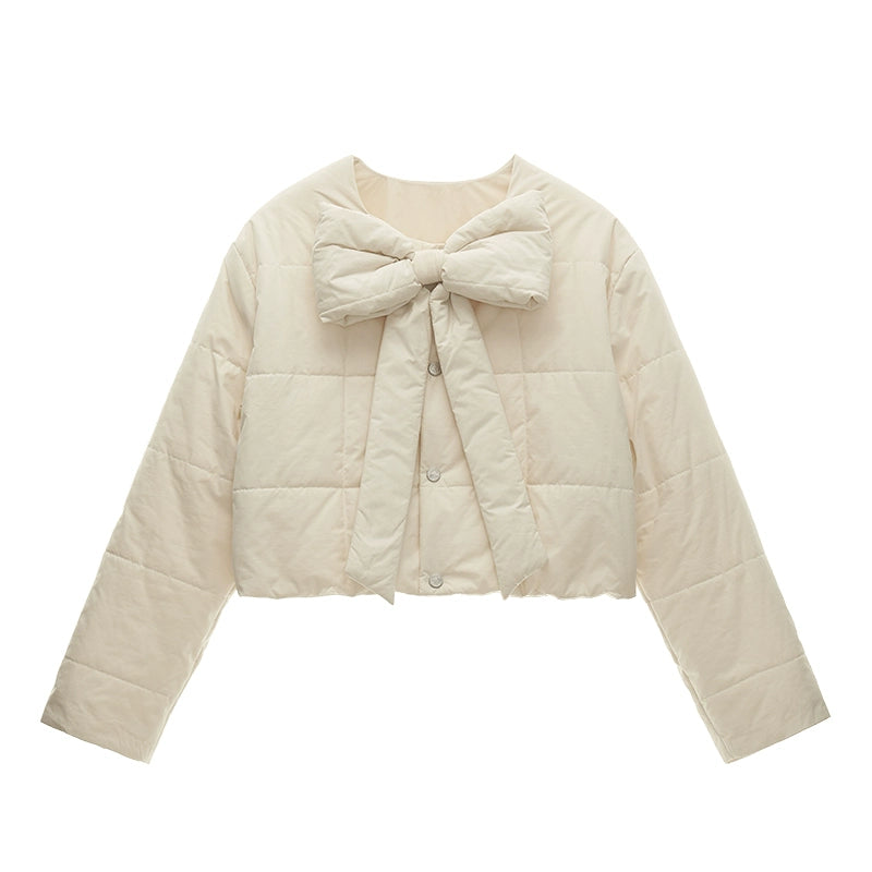 Bow Button Cropped Jacket