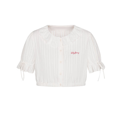 Lace Bubble Sleeve Blouse