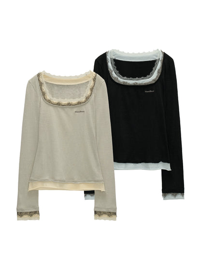Lace Layered Long Sleeve T-Shirt