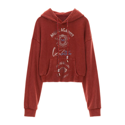 MAMC fried Blume Logo Kapuzenpulli Frauen Herbst und Winter neue lose und faul kurze Jacke lässig Langarm Top