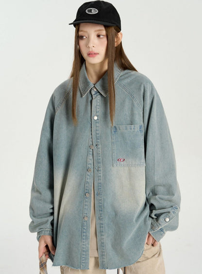 Retro Distressed Denim Shirt