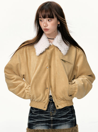 Thick Fleece Collar Short Jacket