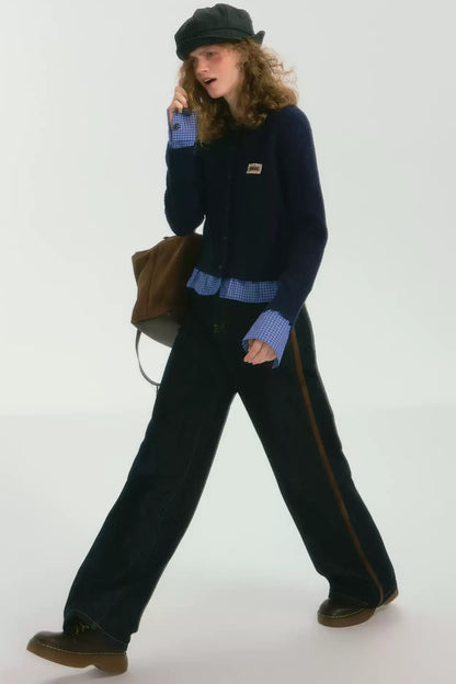 Check Pattern Lace Cardigan