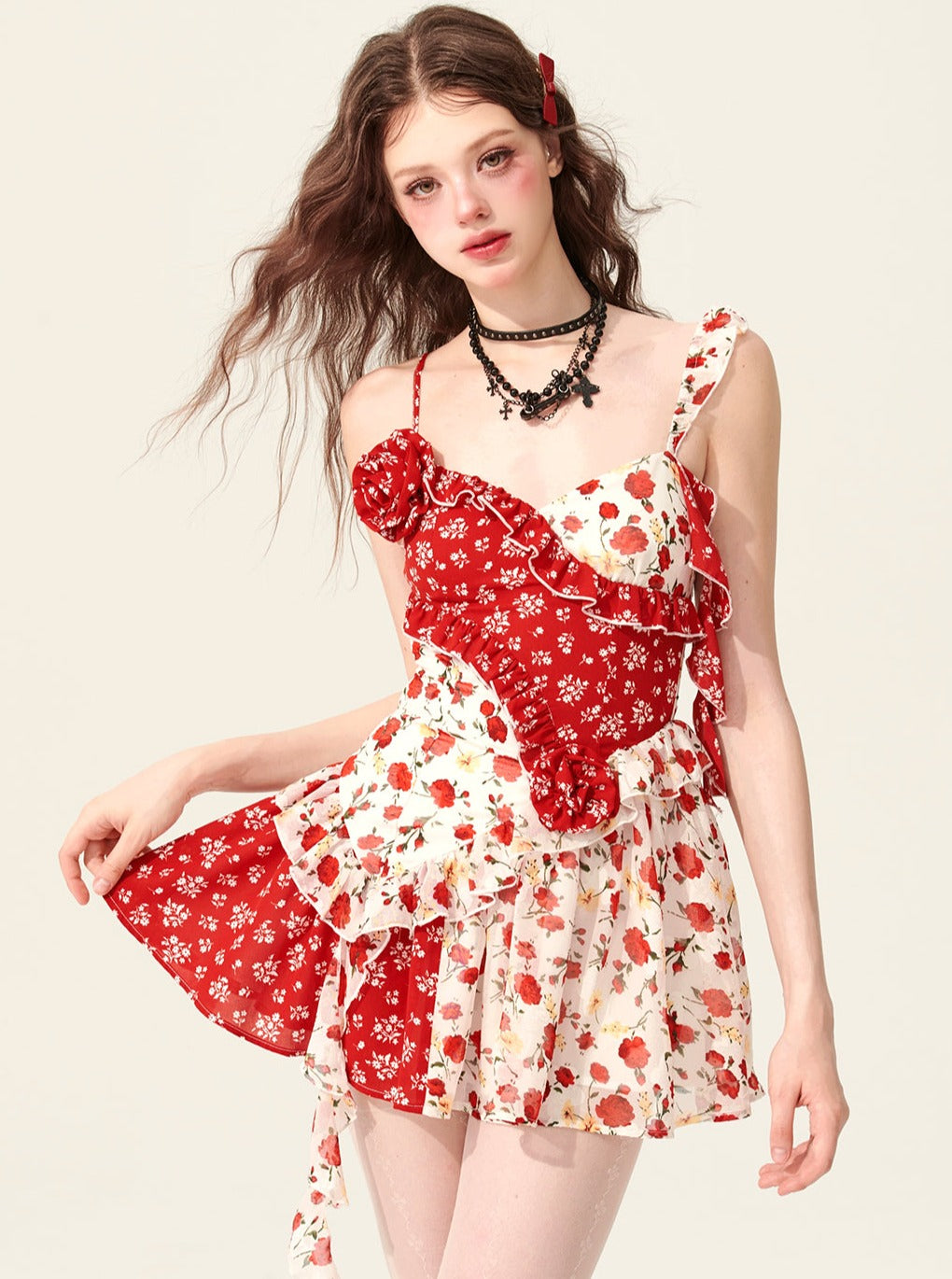 Red Fantasy Floral Dress