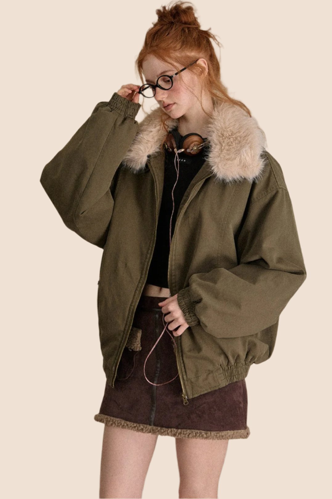 EZEK American Vintage Wolle Führen Grün Bomberjacke Frauen Pre-Fall neue lose Cargo Baseball Jersey Jacke