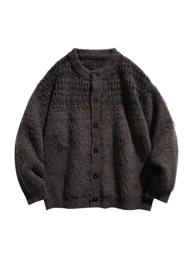 Brushed Crew Neck Cardigan