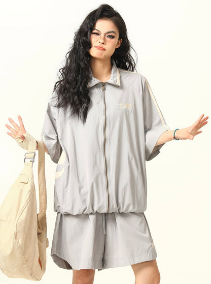 Loose Short Sleeve Jacket Set-Up