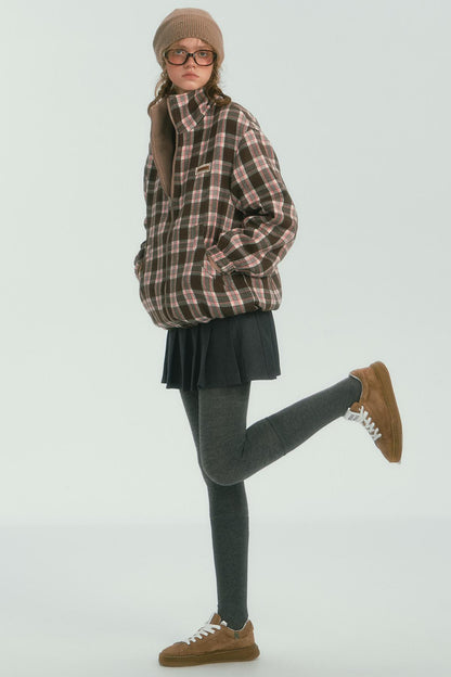Double-Sided Plaid Fleece Jacket