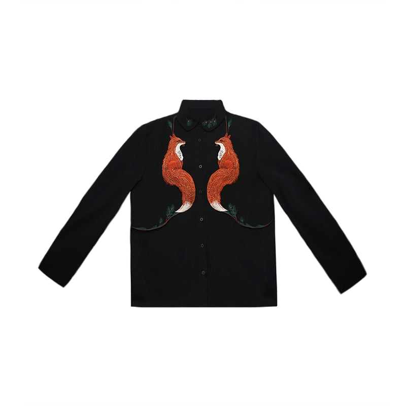 Original red fox embroidered shirt