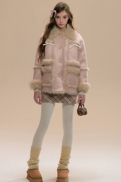 Fur Integrated Pink Cedar Coat