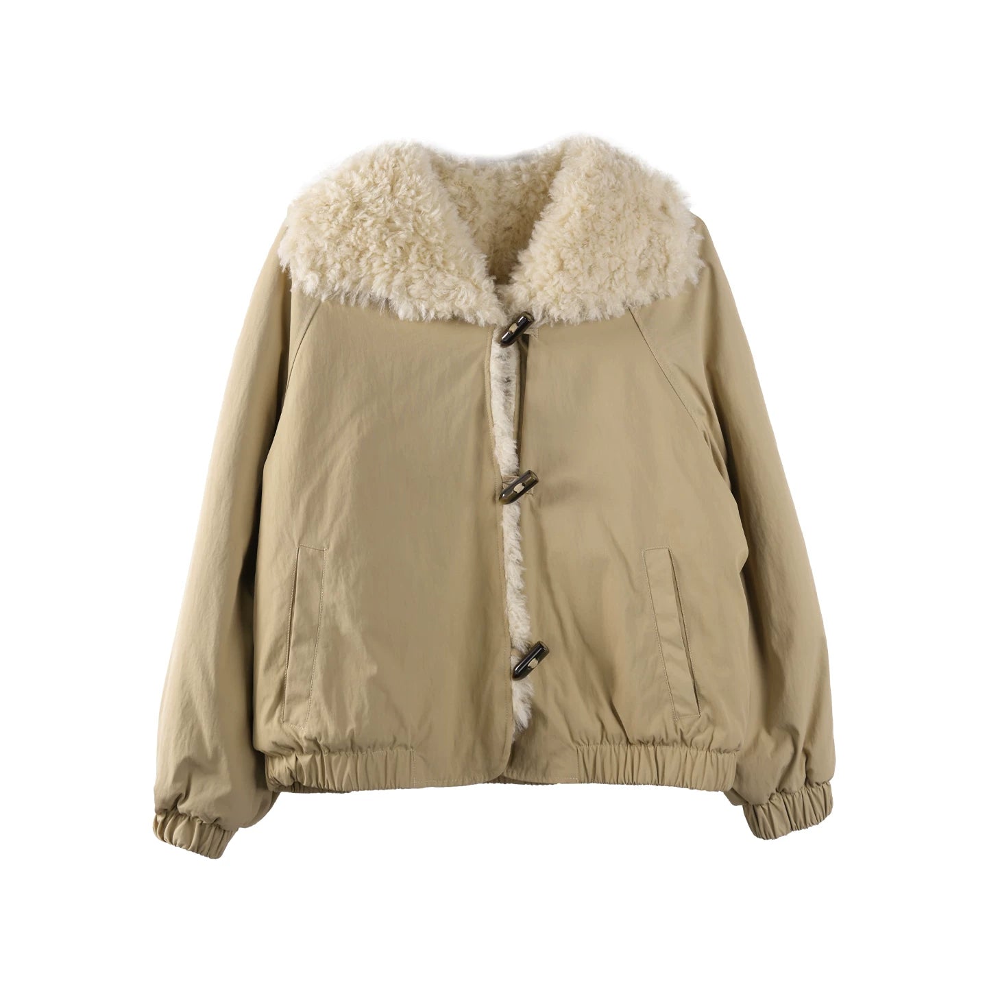 Toggle Button Fur Collar Parka Jacket