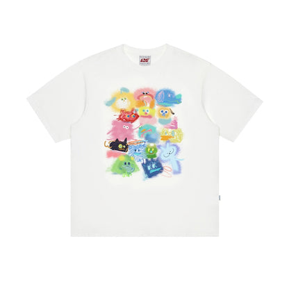 Gradient Cartoon Print T-Shirt