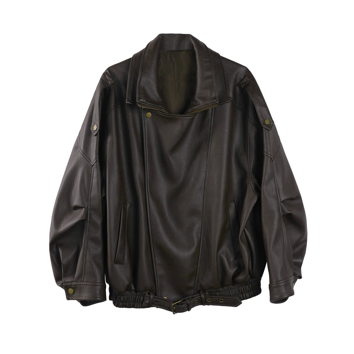 Lychee Pattern PU Leather Jacket