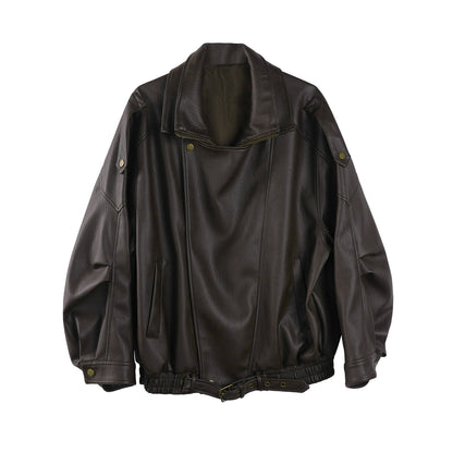 Lychee Pattern PU Leather Jacket