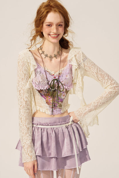 Purple Haze Lace Top And Skirt Set-Up