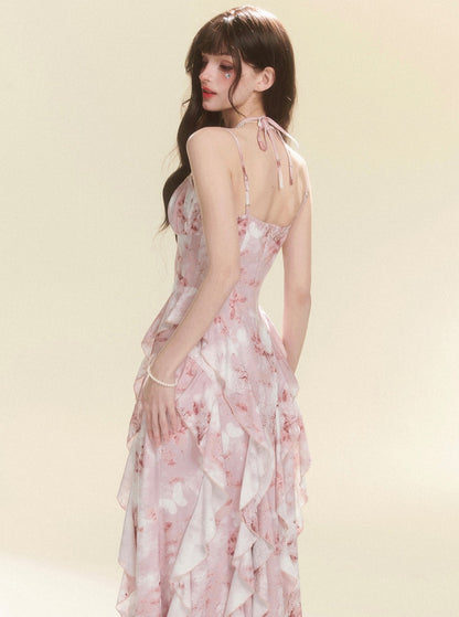 Floral Pink Halterneck Dress