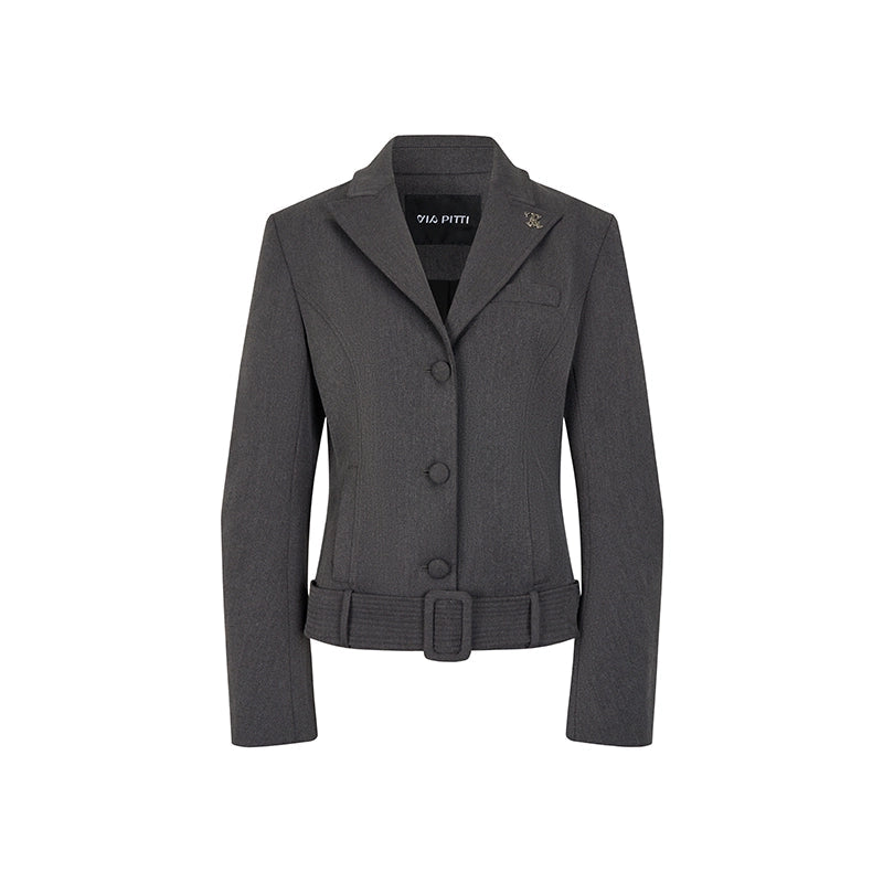 Wide Belt Cinched Denim Casual Jacket Set-Up