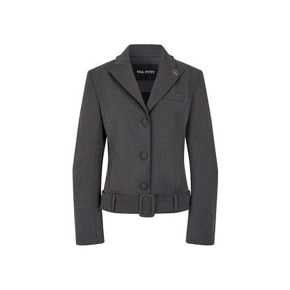 Wide Belt Cinched Denim Casual Jacket Set-Up