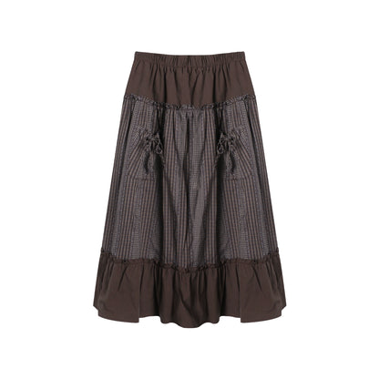 Patchwork Ruffled Umbrella Skirt