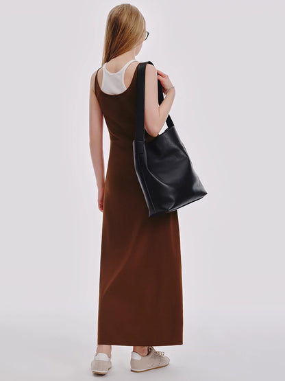 Brown Slim Hip Dress