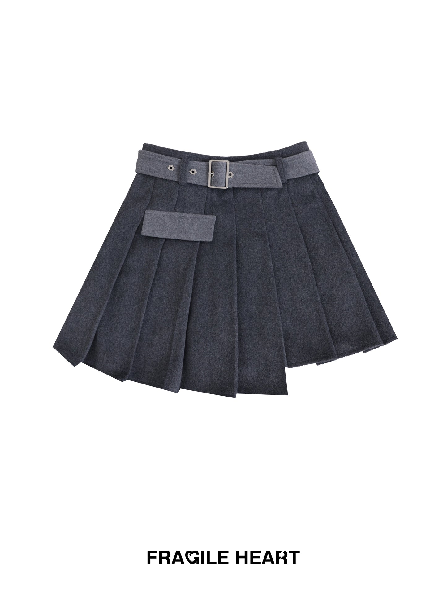 Wool panels pleated skirt